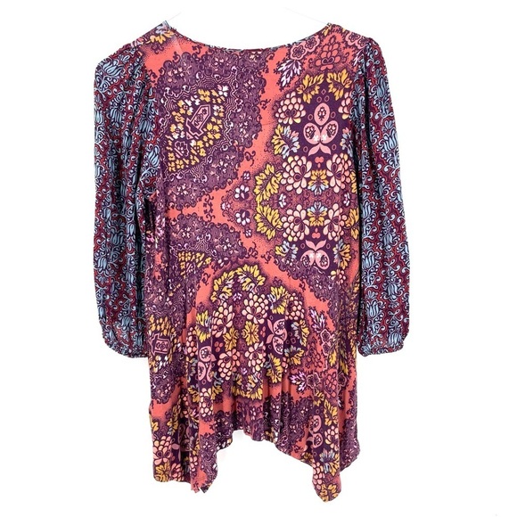 ANTHROPOLOGIE Maeve Purple Boho Mariela Mixed Pattern Flowy Tunic Top - Picture 7 of 9